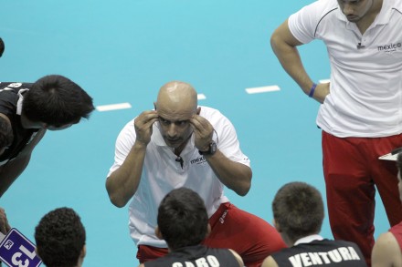 Mexican coach, Oscar Licea, encourages his players
