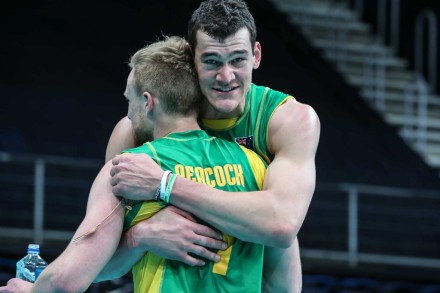 Tom Edgar celebrates with Harrison Peacock