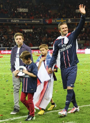 David Beckham with his children