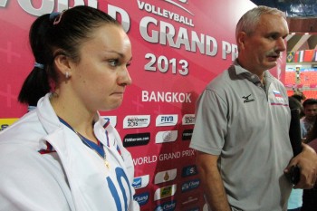 Russia's head coach Yuriy Marichev and team captain Ekaterina Pankova