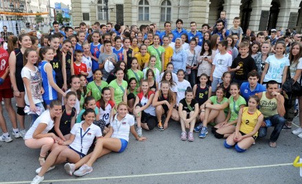 Serbian team with children