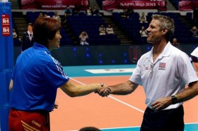 Lang and Kiraly before the match