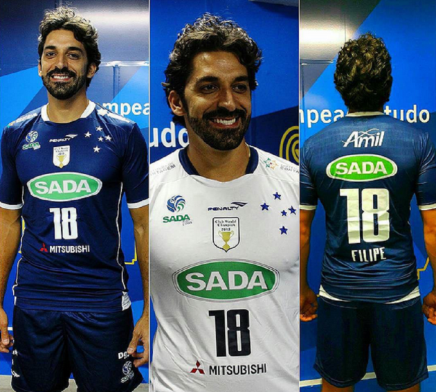 SADA Cruzeiro w/ Patch Home Volleyball Men's Jersey  Shirt  UMBRO Brazil  2017 