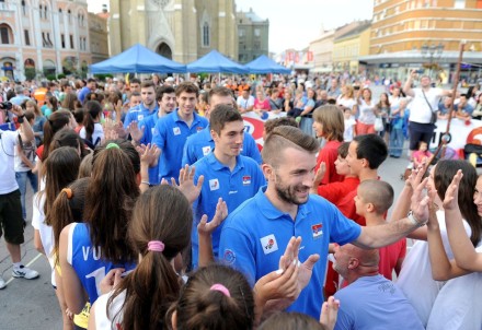 Serbian team with children