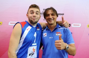 Serbia's coach Siniša Reljić and captain Uroš Kovačević
