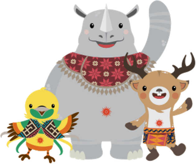 The Asian Games' mascots: Bhin Bhin, Kaka, and Atung